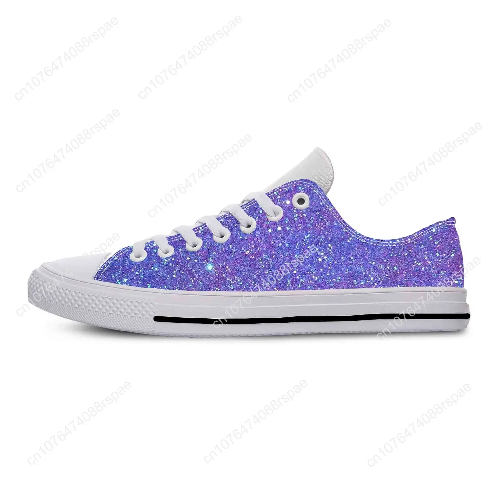 Brokatowy błyszczący błyszczący wzór Galaxy casualowe buty z tkaniny Low Top wygodne oddychające męskie trampki damskie z nadrukiem 3D