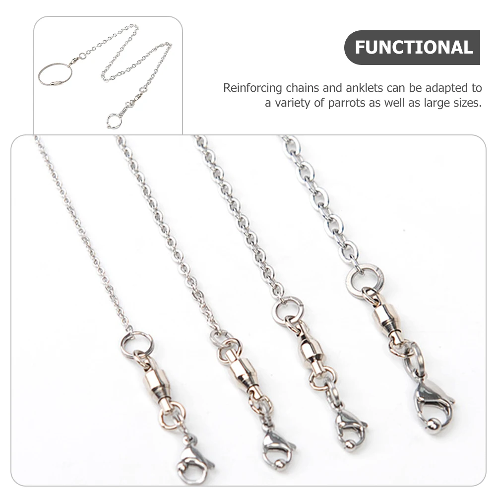 

Rust Resistant Stainless Steel Bird Chain Lightweight Parrot Leash Adjustable Bird Rope Foot Chain for Parakeet Harness Training