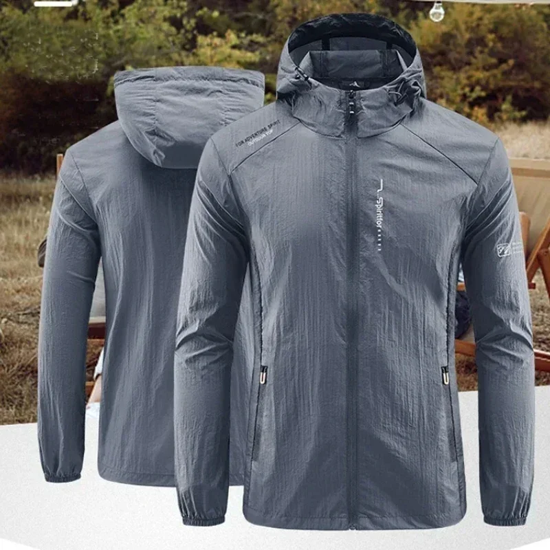  Quick Dry Sun-Protective Thin Jacket Summer Outdoor Men Hiking Fishing Cycling Hooded Gym Sport Windbreaker Ultra Light Coats