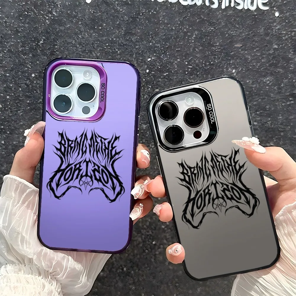 Traga-me o horizonte capa de telefone IMD cor prata escudo para iPhone 16 15 14 13 12 11 Pro Max Plus