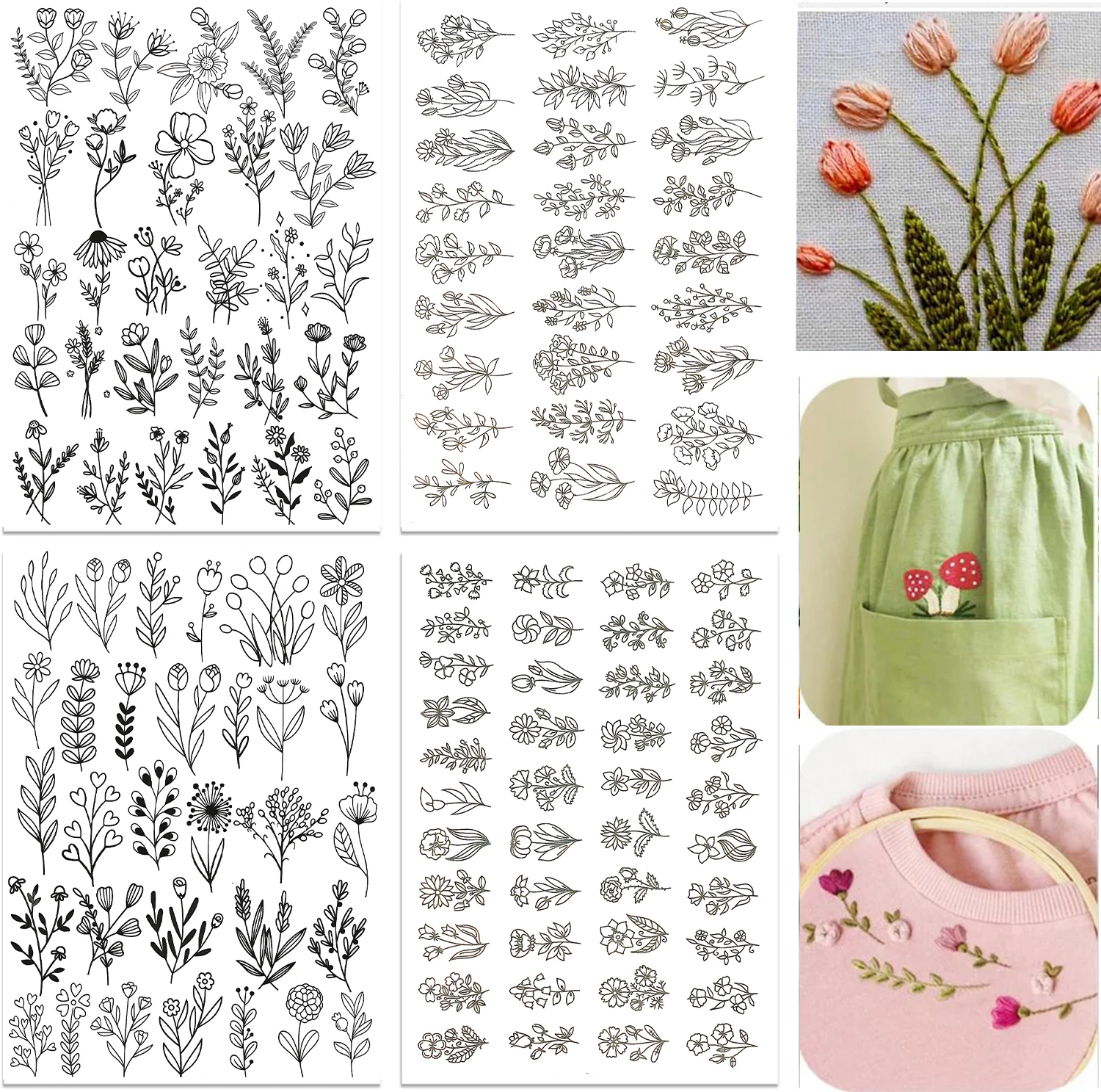 Embroidery Patterns for Shirts and Sweaters, Water-soluble Adhesive DIY Handmade Material Kit.Handmade Crafts, Handmade Gifts