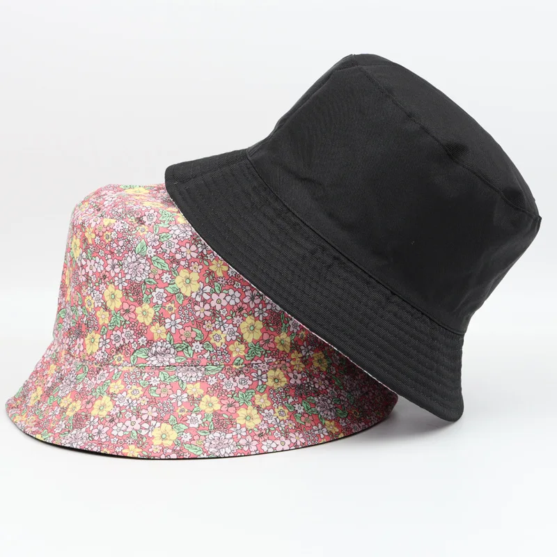 Small Floral Double-Sided Fisherman's Hat Retro Japanese-Style Sun Hat for Women Outdoor Sun Protection Garden Bucket Hat