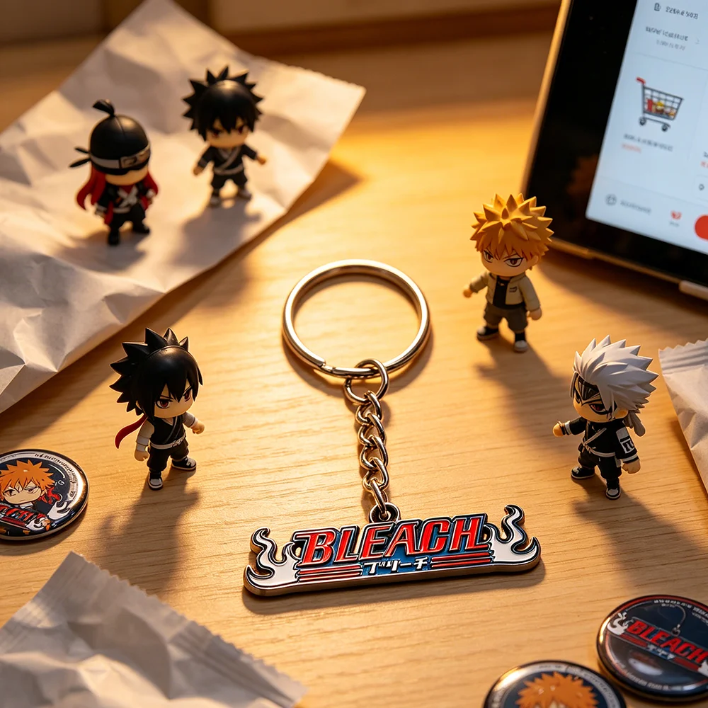Anime Bleach Logo Schlüsselanhänger Metall-Emaille Schlüsselring Kurosaki Ichigo Zubehör Rucksackanhänger Autoschlüsselhalter Cosplay Schmuck für Fans – Detail 2
