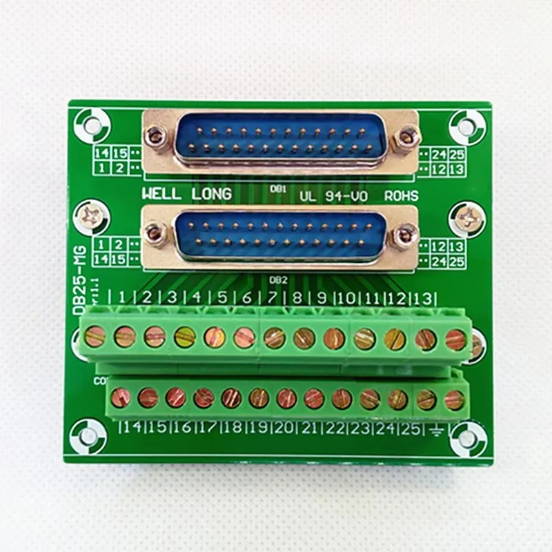 

D-SUB DB25 Double Male Header Breakout Board, Terminal Block, Connector.