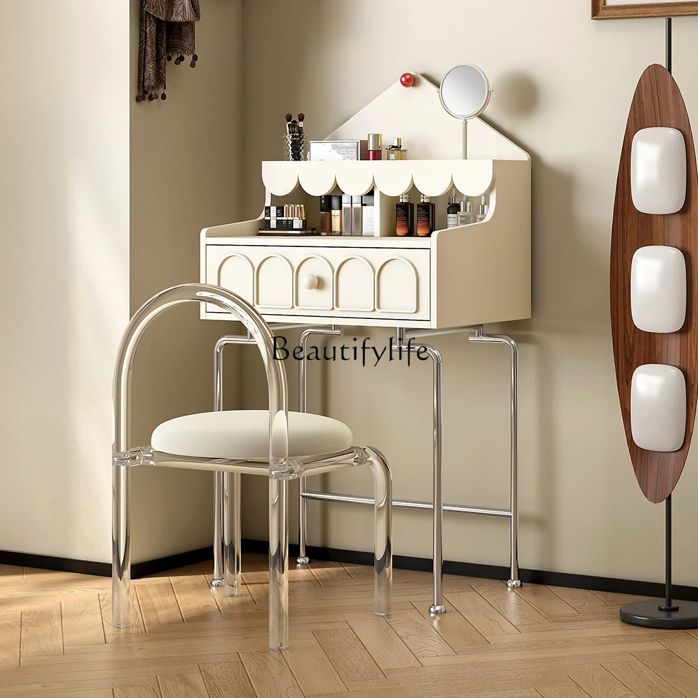

French Design Vanity Table Tallboy Cute Bedroom Corner Vanity Table Compact For Girls Room Coiffeuse Avec Miroir Salon Furniture