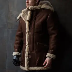 Hooded Imitation Wool Coat Men's Fur One-piece Thick Fur Winter Jacket Coat Faux Fur Collar Jacket Winter Men Lapel Jacket