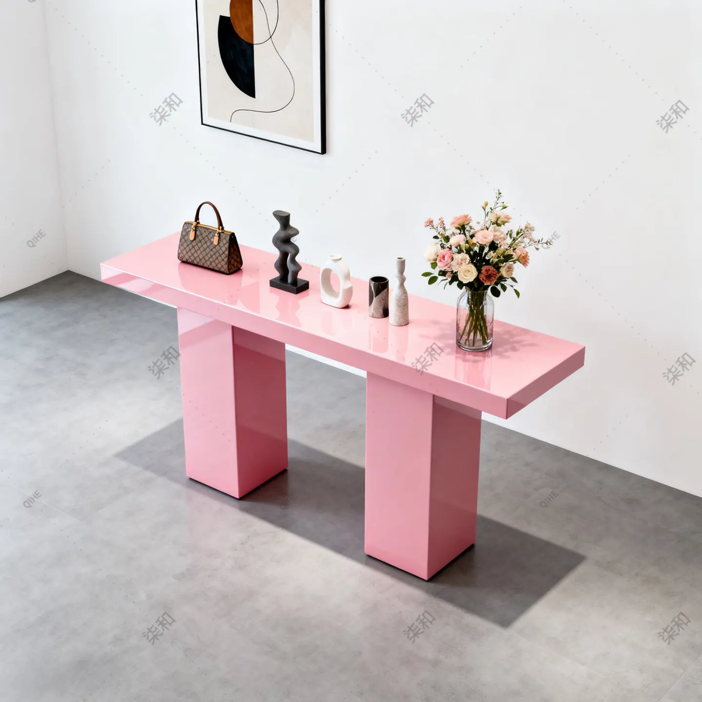 Color wooden Nakajima table shoe store shoe display stand water table display rack special-shaped Nakajima table custom