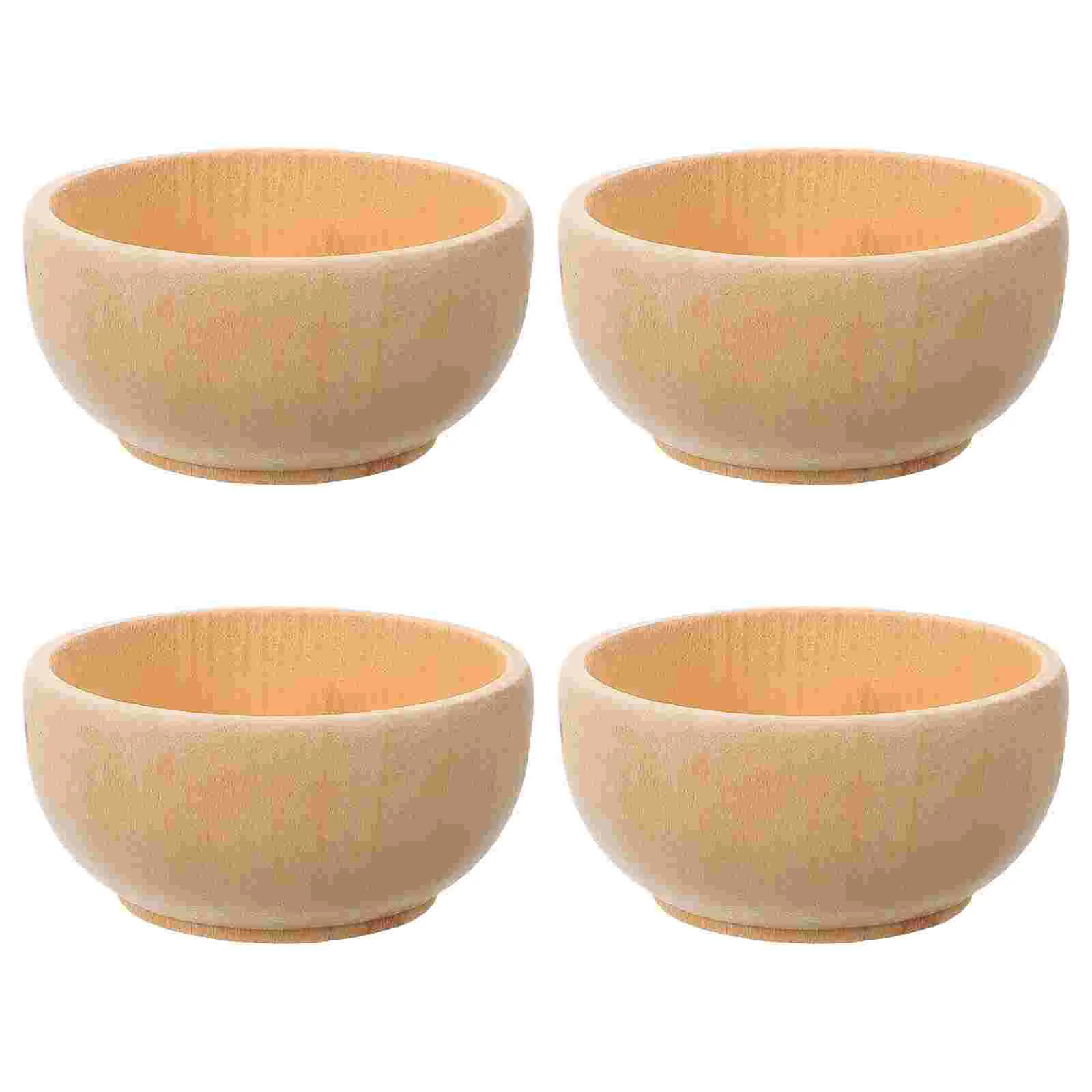 

4 Pcs Kidcraft Playset Small Wooden Bowl Children's Toys Bowls Condiment Micro Landscape Decoration Mini