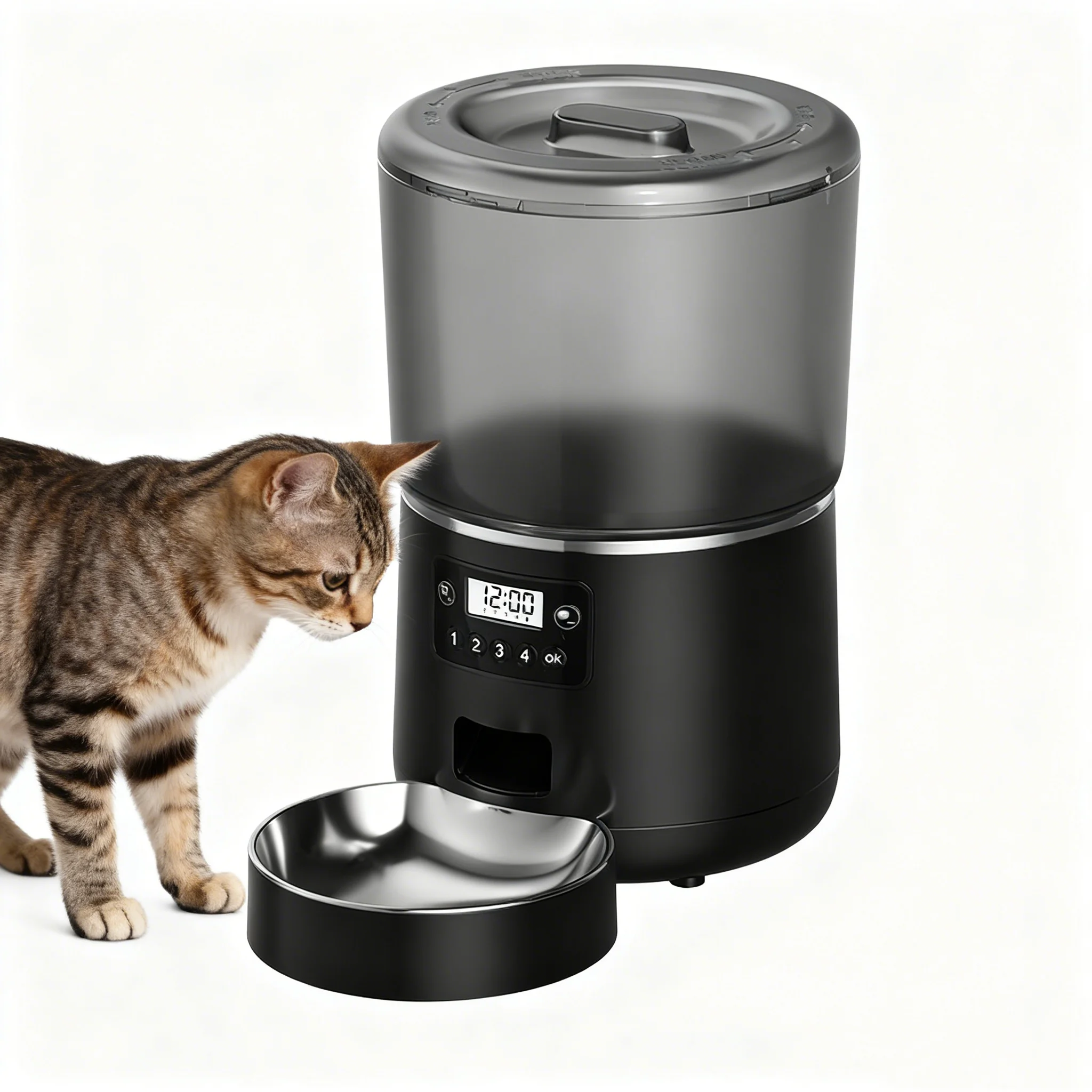 Eco-Friendly Rechargeable Battery Automatic App-Controlled Pet Feeder Camera LCD Display Durable Design Large Capacity for Dogs