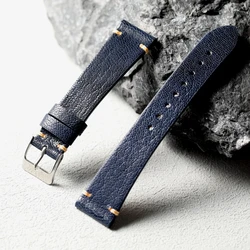 Handmade High-end Blue Sheepskin Strap, 18 19 20 21 22MM French Sheepskin Genuine Leather Soft and Ultra-thin Bracelet