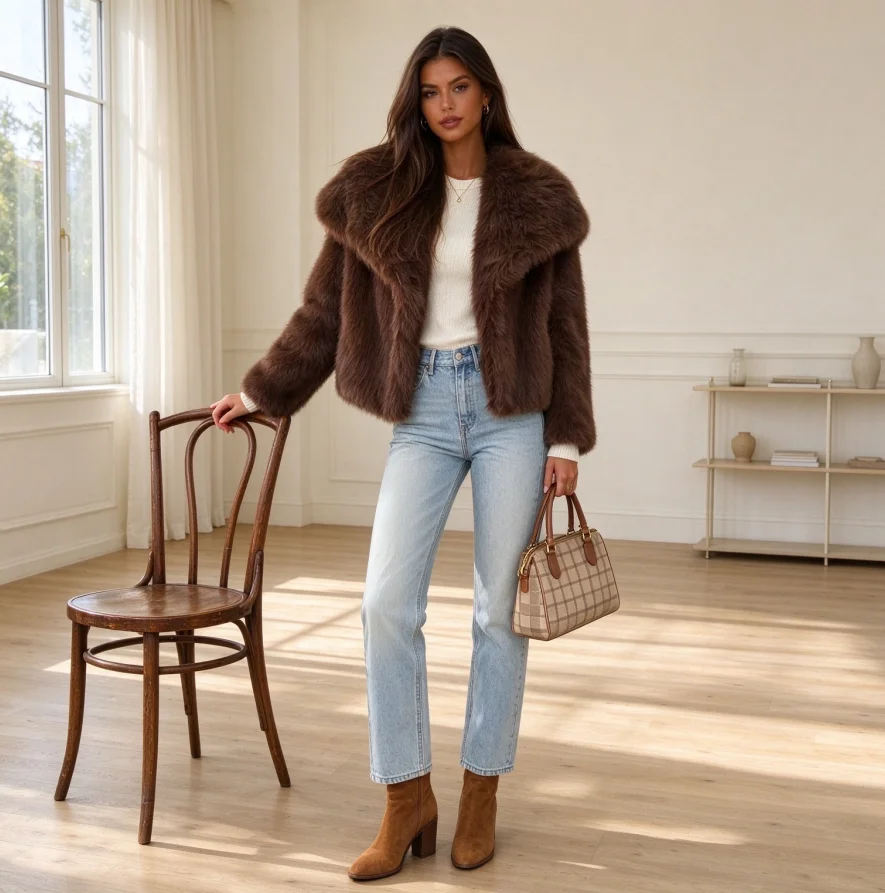 Women Coats Faux Fur Jackets Turn Down Collar Coat Loose Thick Warm Y2k furry Open Stitch Full Sleeve Elegant Work Casual 2026 5