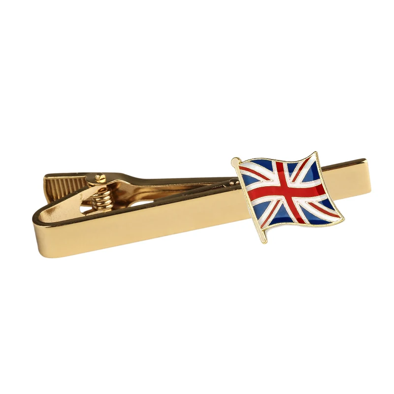 United Kingdom Flag Tie Clips Men's Metal Necktie Bar Dress Shirts Tie Pin For Wedding Ceremony Metal Gold Tie Clip