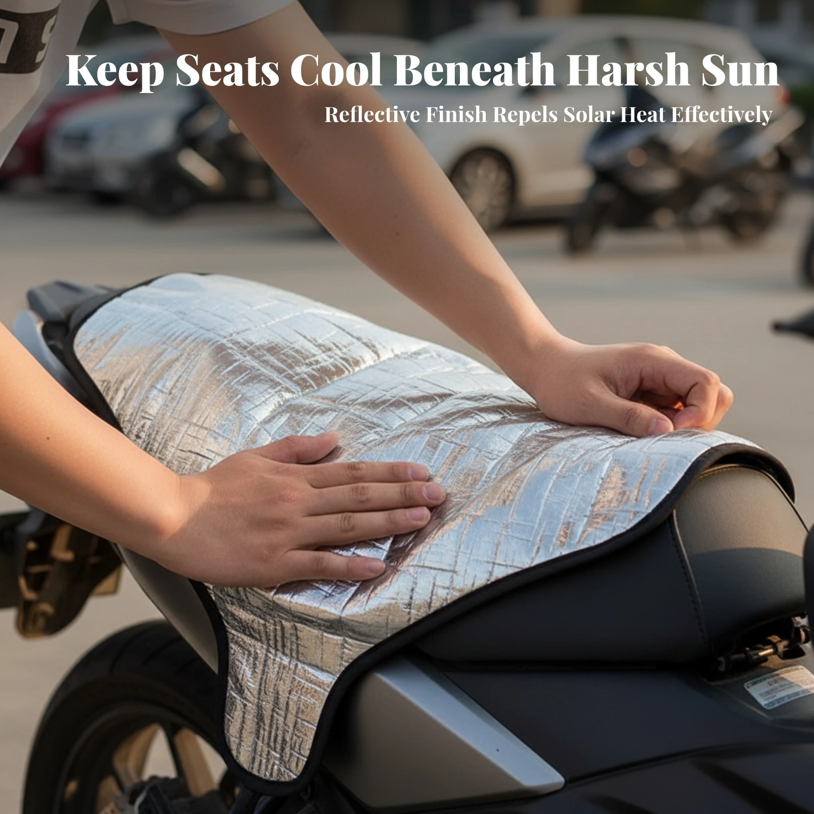 Motorcycle Seat Cover Waterproof Motorcycle Seat Cover with Tie Cord Reflective Stable for Motorcyclists, Outdoor Parking