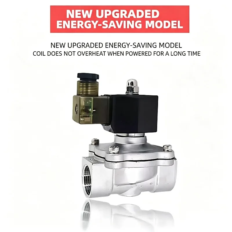 Stainless Steel Normally Closed Electric Solenoid Valve Water DN15 DN20 With IP65 DIN Coil AC 110V/220V/24V DC 12V1/2