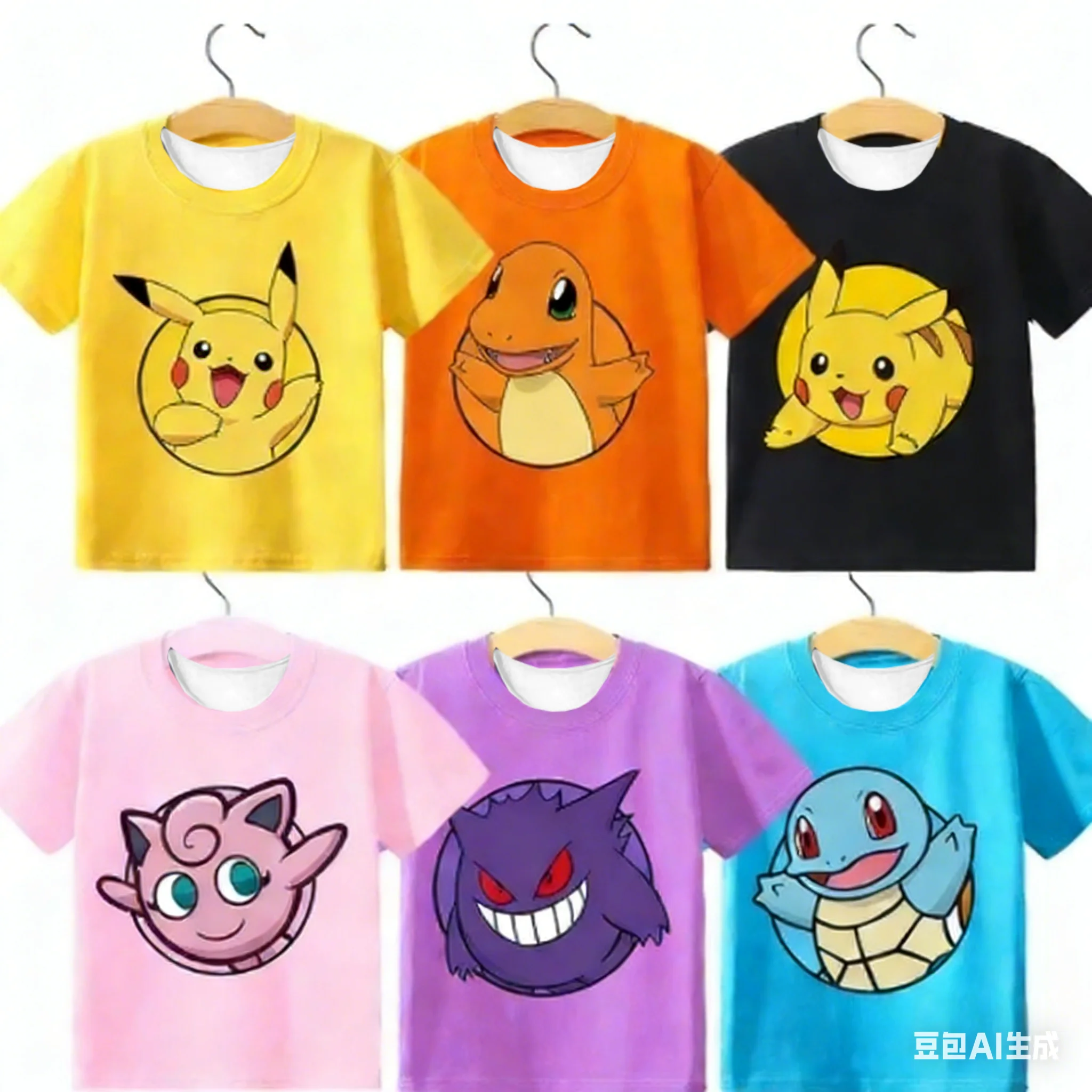 Wer ist der Pokémon-Trainer? Pokémon-Charakter-T-Shirt, Niedlicher 3D-Druck, Lockerer Schnitt, Sportlich-Lässiges Kurzarm-Shirt