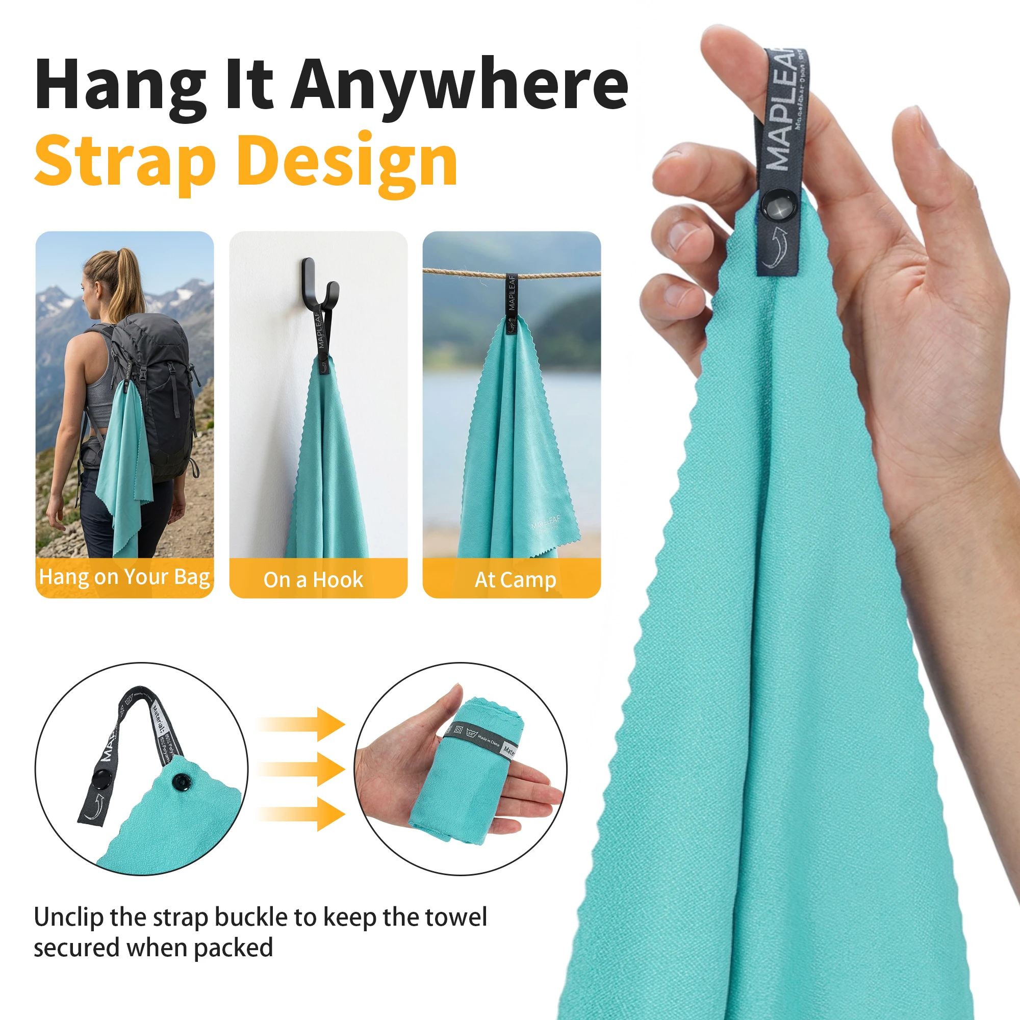 MAPLEAF Microfiber Travel Towel Fast Drying Lightweight Packable Ultra Soft Compact Beach Swimming Pool Cruise Dorm Bath Trip