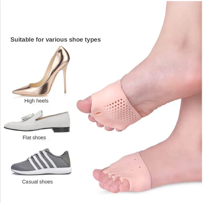 2pcs Toe Separator Silicone Hallux Valgus Corrector Pain Relief Forefoot Pad Socks Bunion Orthotics Protector Foot Care Pedicure