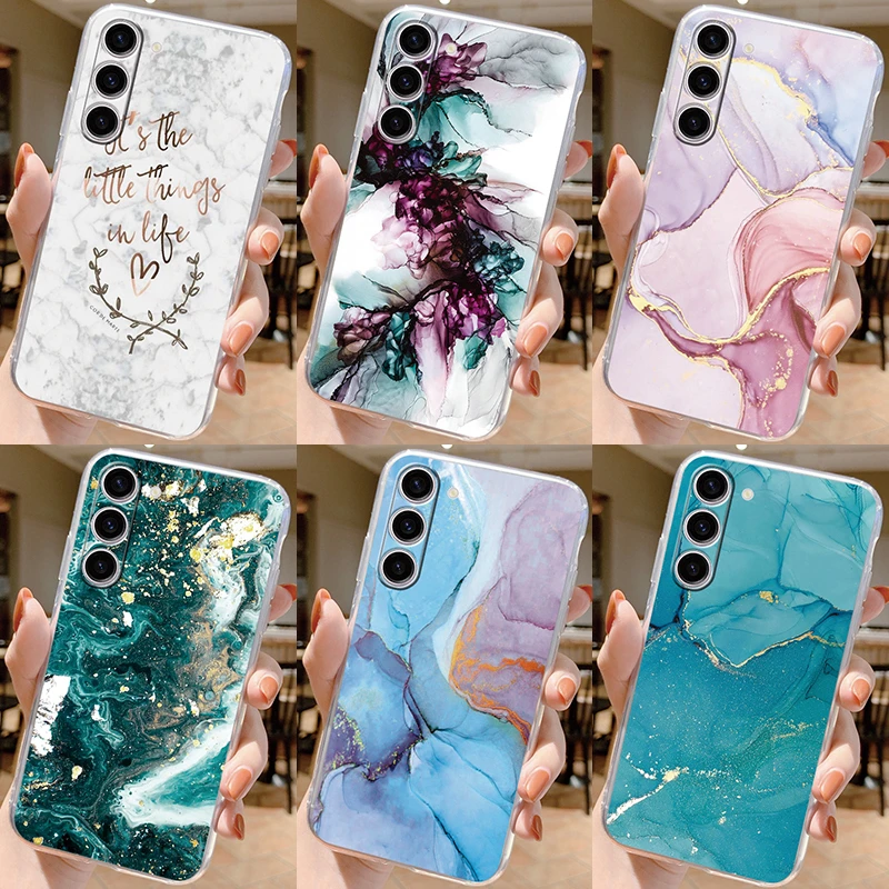 For Samsung Galaxy A55 5G Case GalaxyA55 Phone Cover Gradient Ocean Marble Clear Coque Soft TPU Fundas For Samsung A 55 Shell