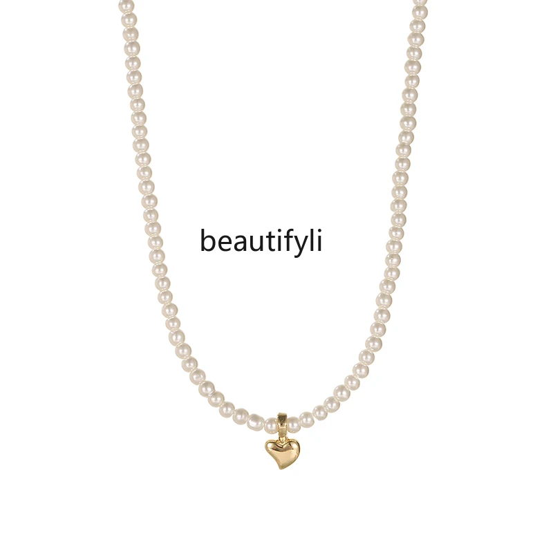 Natural freshwater love necklace women's pearl sweater chain temperament neck chain