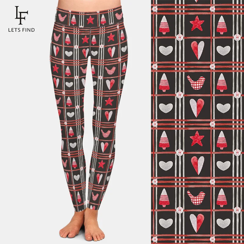 LETSFIND – Leggings de Fitness taille haute pour femme, vêtement d'hiver, Patchwork imprimé étoiles et cœurs, 2019