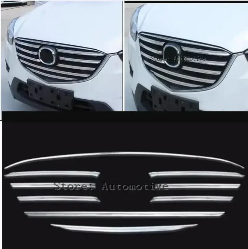 

FIT FOR MAZDA CX-5 2015 2016 CHROME FRONT MESH GRILLE GRILL BUMPER COVER TRIM INSERT BONNET GARNISH MOLDING GUARD PROTECTOR