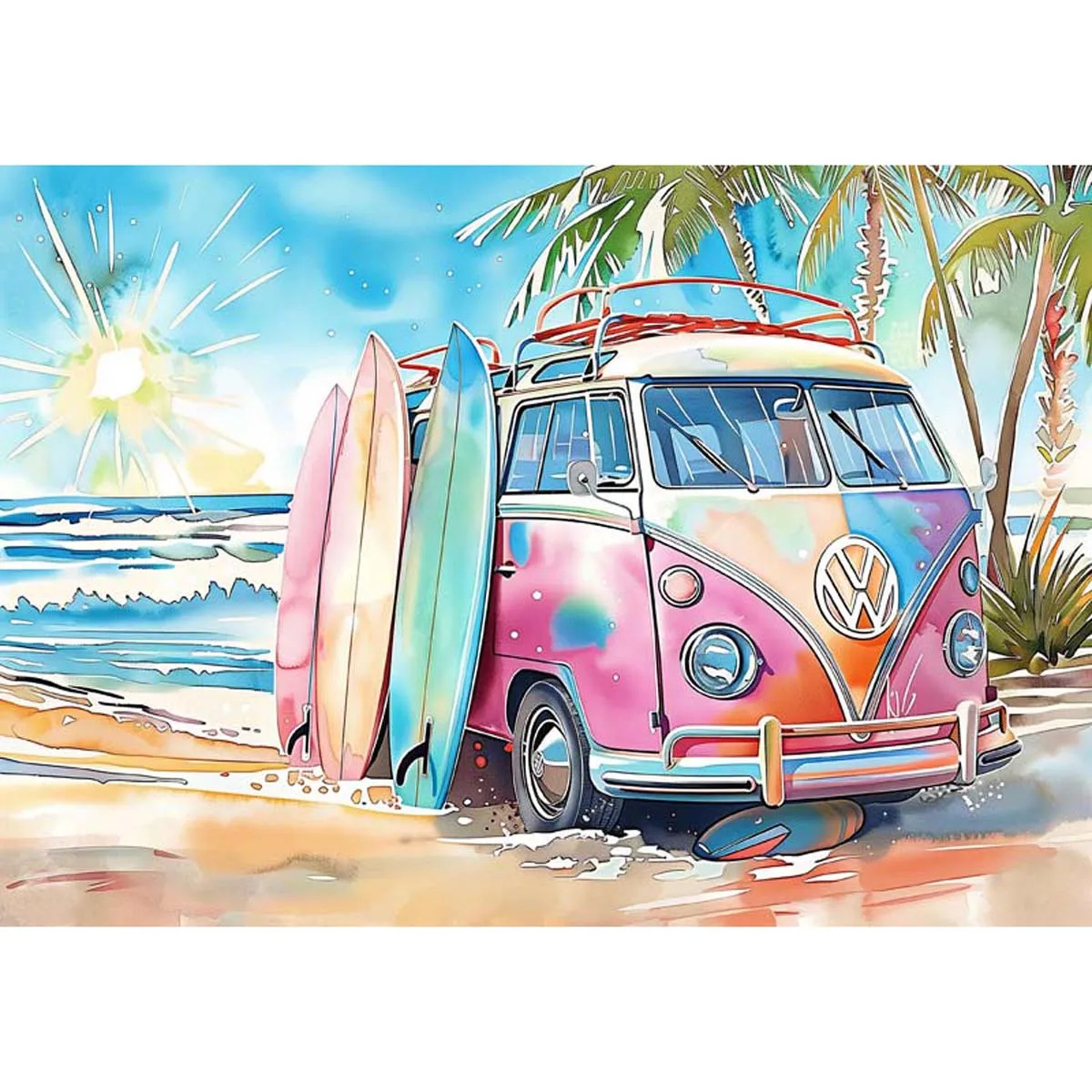 

Allenjoy Colorful Hippie Bus Beach Backdrop