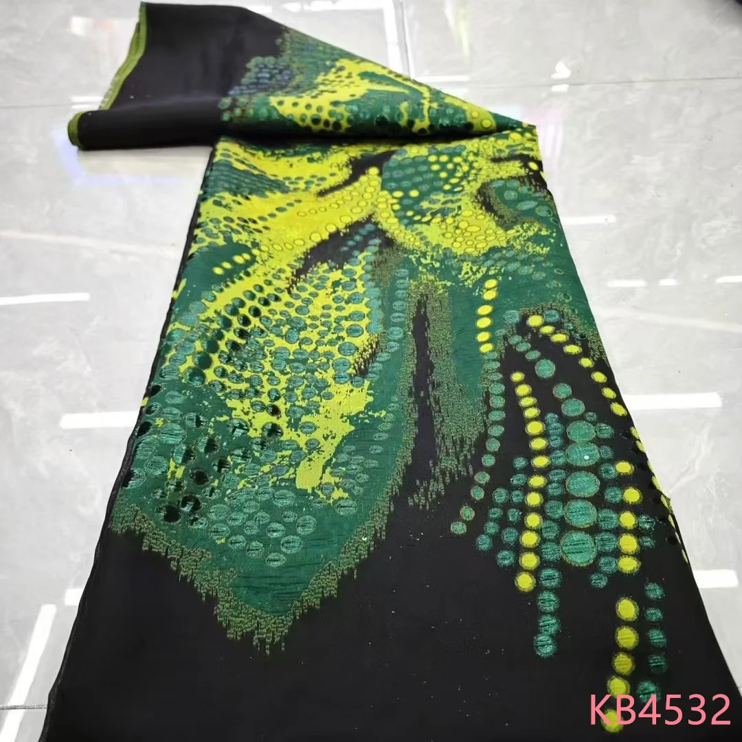 

Nigerian Damask Brocade Lace Fabrics 2025 High Quality Green Flower Brocade Jacquard Fabrics Tulle Lace For Sewing KB4532