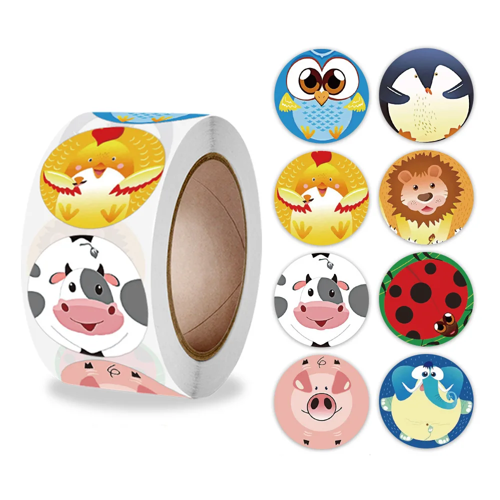 2 Rollos De Pegatinas De Animales De Dibujos Animados – Alta Viscosidad En Rollo, Recompensa Escolar, Decoración De Manualidades Y Material Creativo Para Niños Y Profesores