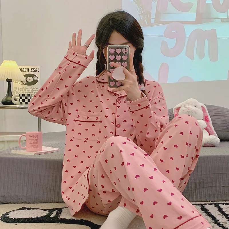 

Новый женский комплект домашней одежды из жаккарда для весны/осени, легкий, свободного кроя, модный, с длинными рукавами, для девочек на осень/зиму