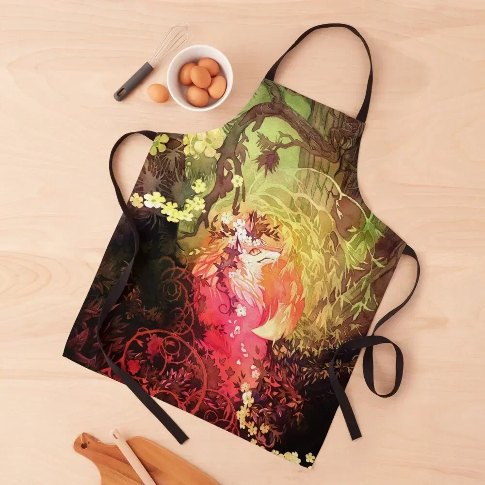 

Dawnsing Wood Fox in Watercolor Apron professional kitchen Kitchen Utensils Apron