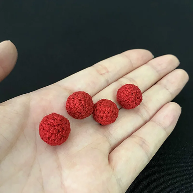 2pcs Mini Crochet Ball (Red,1.2cm, Regular) Magic Tricks Accessories For Cups & Balls And Chop Cup Magia Close Up Gimmicks Props