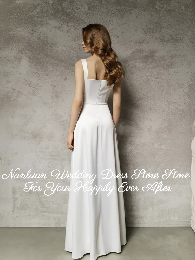 2026 Sweetheart Wide Strap Satin A-Line Wedding Dress High Slit Bridal Gown Vestidos de Novia Customized