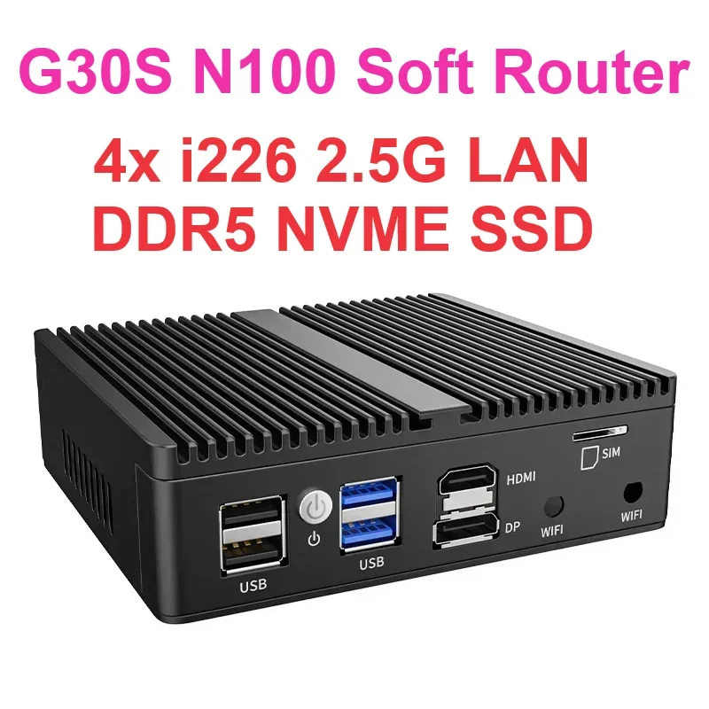 SZBOX G30S N100 Soft Router DDR5 NVME SSD 4x i226 2.5G LAN Industrial Fanless Mini PC OPNsense Firewall VPN Server AES-NI ESXI