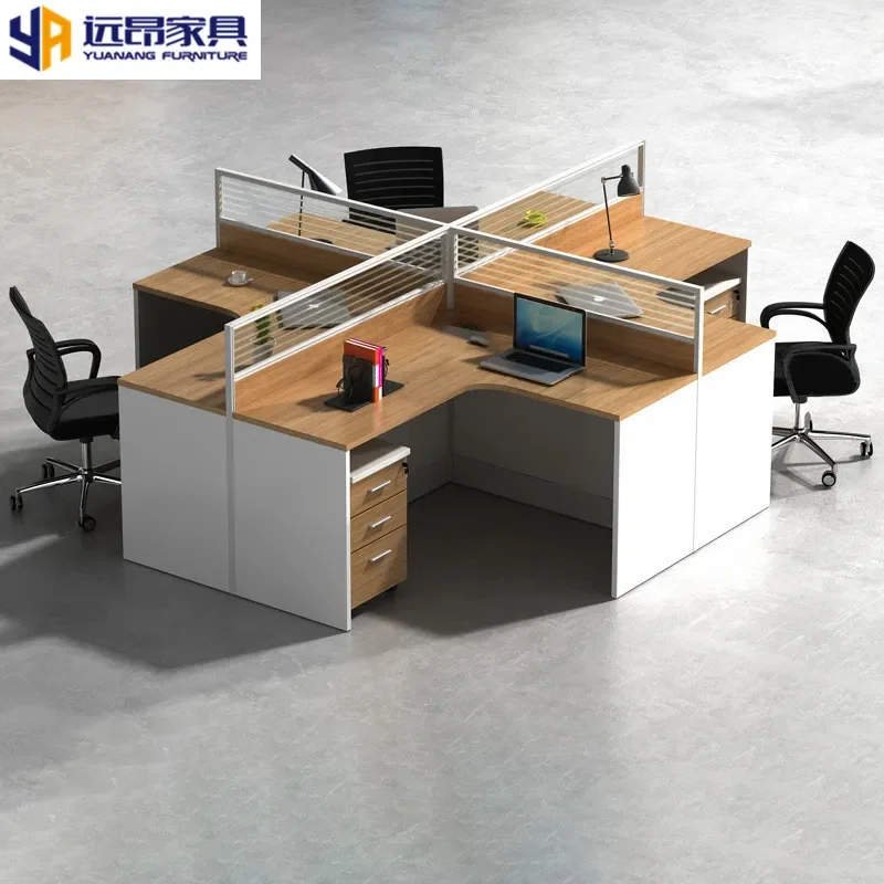 Modern Simple Office Desk and Chair Combination with Partition Screen for Staff Computer Workstation Card Position Foshan