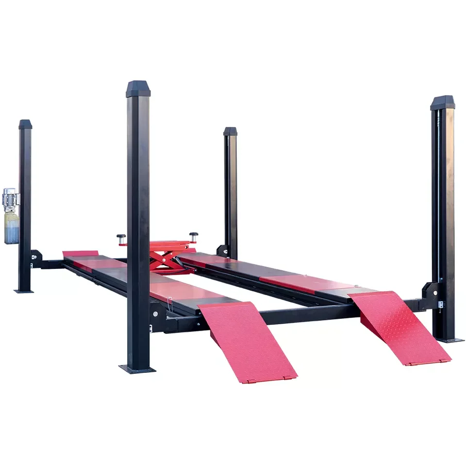 5 Tons 11030 Lbs Heavy Duty Hydraulic Four Post Car Lift 4 Post Alignment Lift Hoist With a Rolling Jack