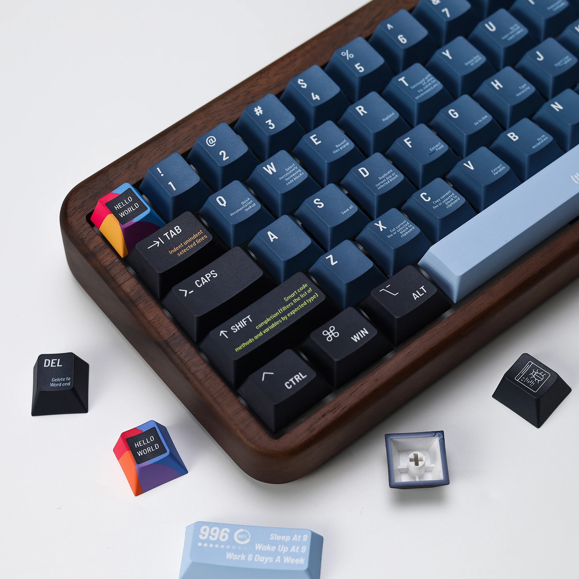 KBDiy 143 Keys Programmer Keycaps PBT Retro Cherry Profile Alice ISO Keycap For 60 Gaming Magnetic Wooting Mechanical Keyboard