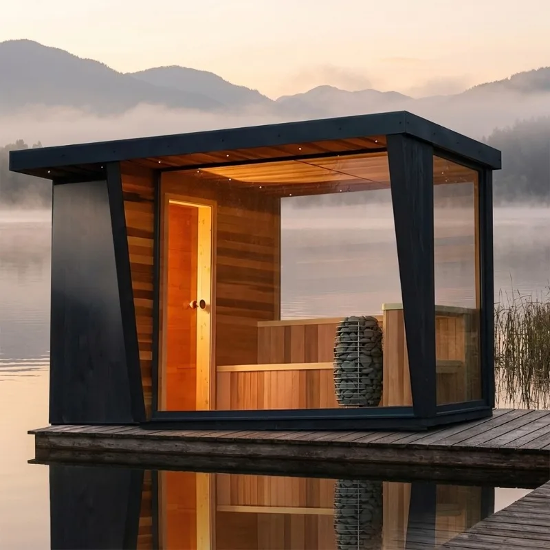 Best-selling Modern Design Red Cedar Smart Outdoor Sauna, Dry And Shower Room