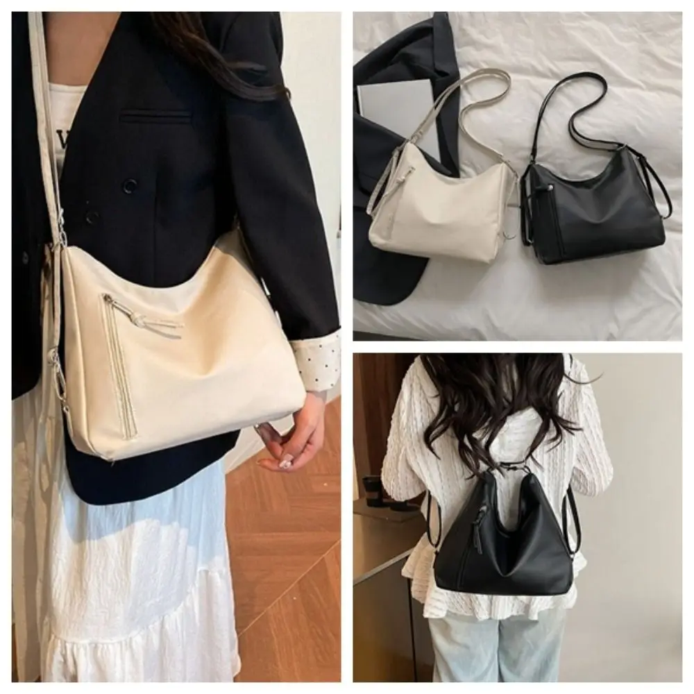 

Solid Color WomenTote Bag Large Capacity PU Leather Single Shoulder Bag Waterproof Minimalist Shopping Handbag Student Class