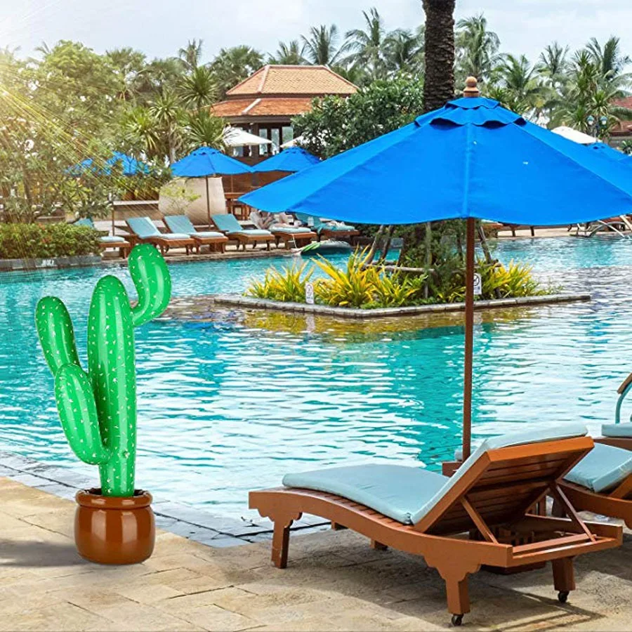 newA10R 2Pcs Air Inflatable Cactus Coconut Tree Home Pool Outdoor Party Decoration Props Inflatable Tree Decor