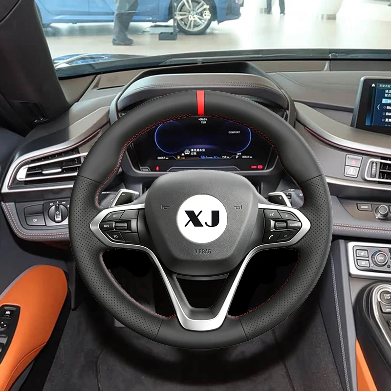 Custom Car Steering Wheel Cover for BMW I8 2014-2022 Genuine Nappa Leather DIY Hand-sewing Auto Interior Accessories Wheel Cover