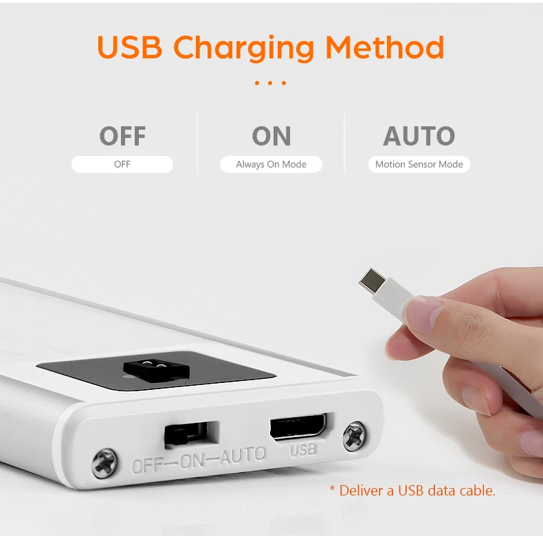 USB Rechargeable Bar Light Hand Sweep Sensor/PIR Motion Induction Kitchen Stair Hallway Night Lighting 20cm/40cm Magnetic Mount