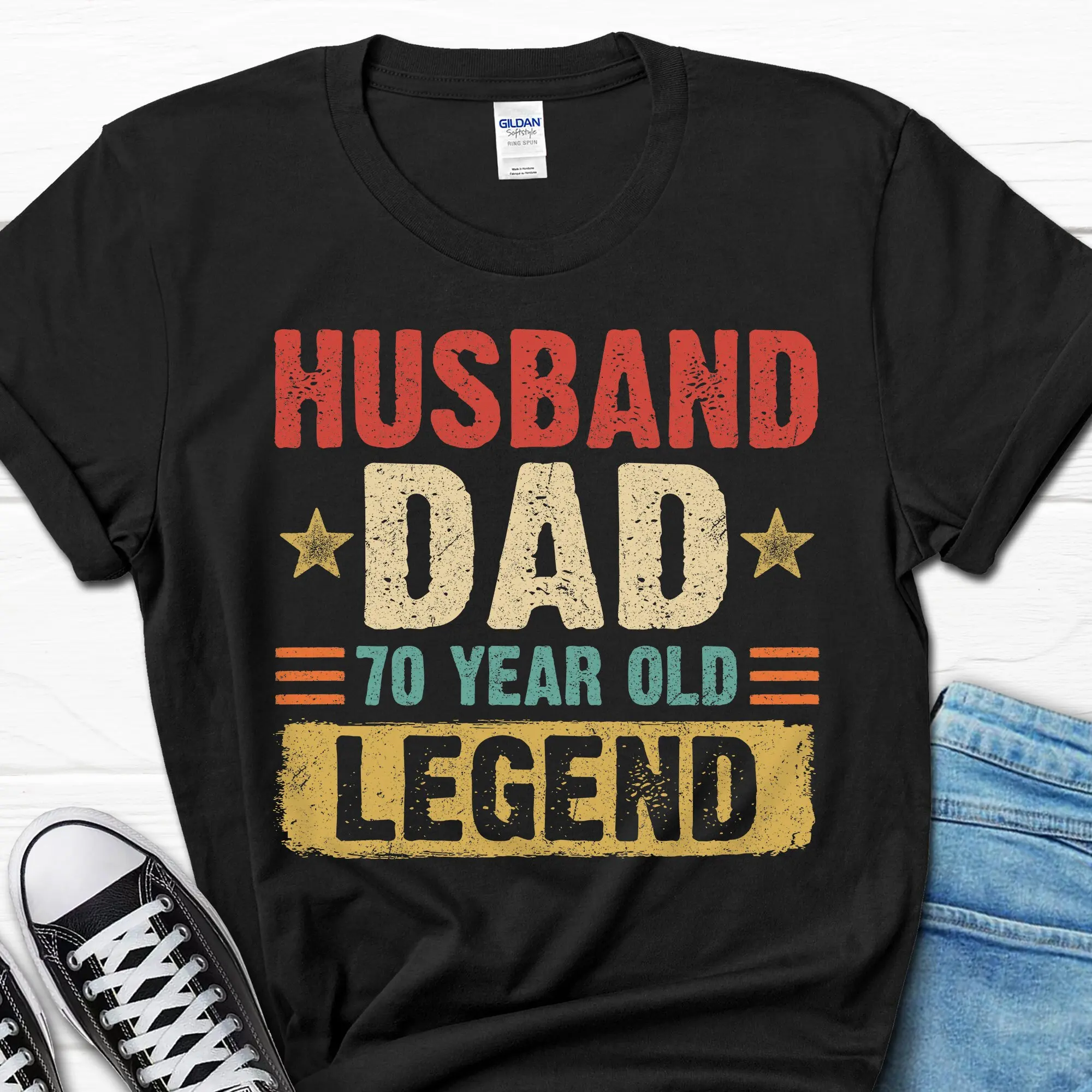 70th Birthday Retro T Shirt Husband Dad 70 Year Old Legend Vintage 1954 for Him Men's Years B day