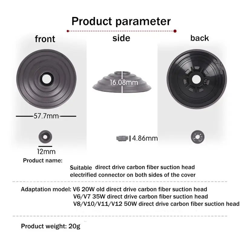 

For Dyson Vacuum Cleaner V6/V7/V8/V10/V11/V12 20W/35W/50W High Torque Floor Brush Suction Head Adapter Side Covers 2 Pcs
