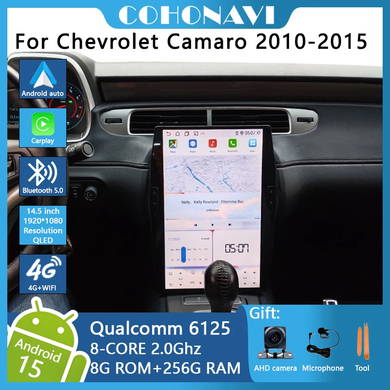 

14.5" Android 15 Carplay Auto For Chevrolet Camaro 2010-2015 Car Radio Multimedia Player Navigation stereo Vertical Screen