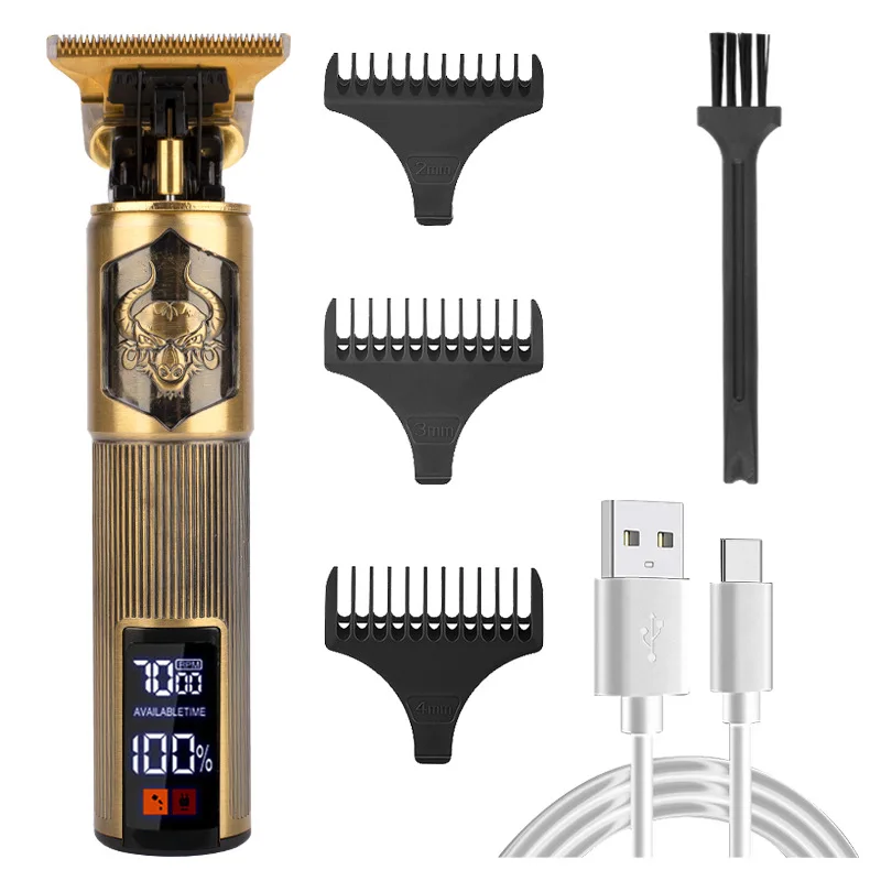 New Style Hair Trimmer Stainless Steel Blade LCD Display USB Rechargeable Oil Head Professional Barber Electric Hair Clipper