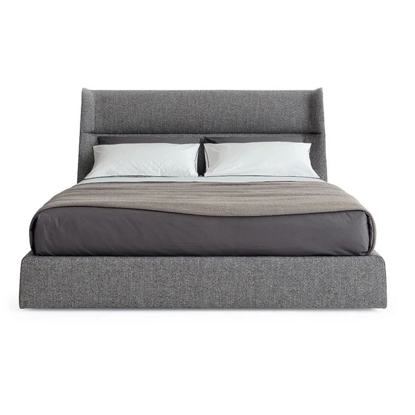 

Для минималистской главной спальни, светлая роскошная тканевая двуспальная кровать, скандинавская современная кровать из массива дерева с высокой спинкой