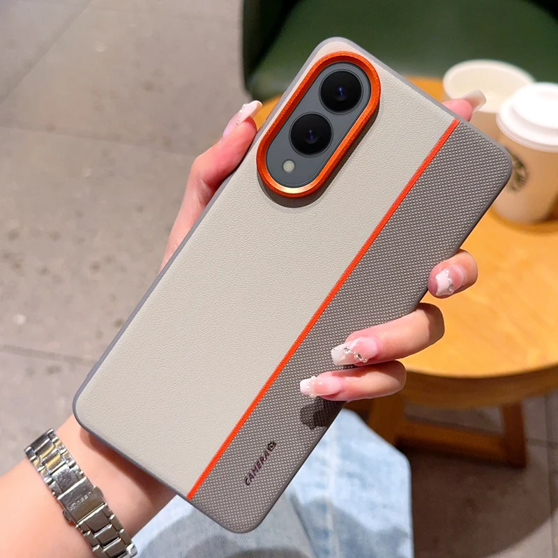 Case For Samsung S26 S25 Ultra S26+ Edge S25 Plus 3Color PU Leather Metal Lens Button Protective Cover For  Galaxy S26 Ultra