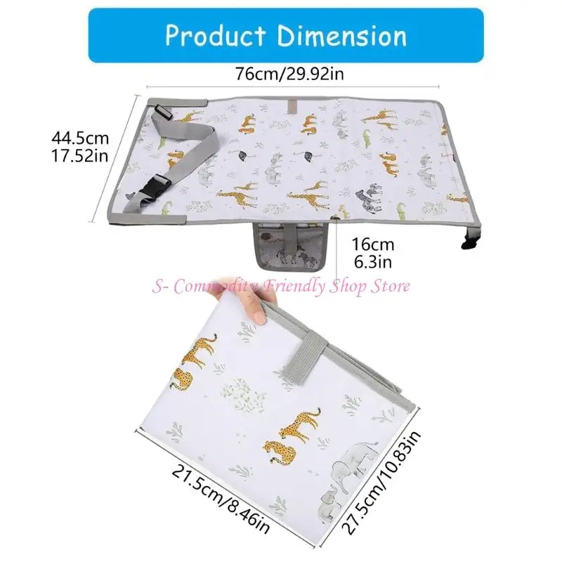 85ae 어린이를위한 편안한 비행기 좌석 익스텐더 강화 안전 스트랩이있는 가벼운 접이식 발판 시트 패드