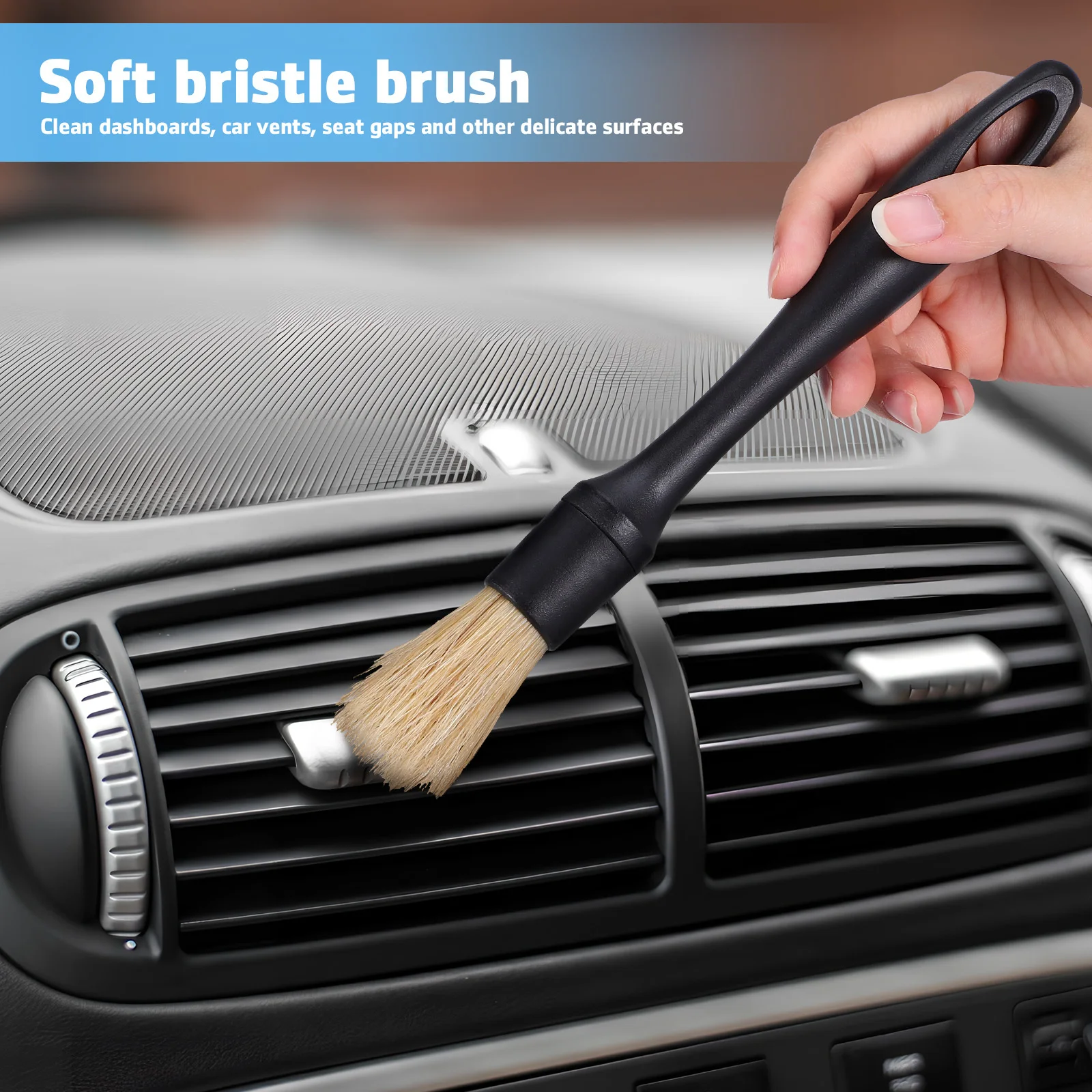 

3Pcs Car Detailing Brush Set Durable Bristles Car Interior Cleaning Brushes Dust Removal Brushes Dashboard Cleaning Kit
