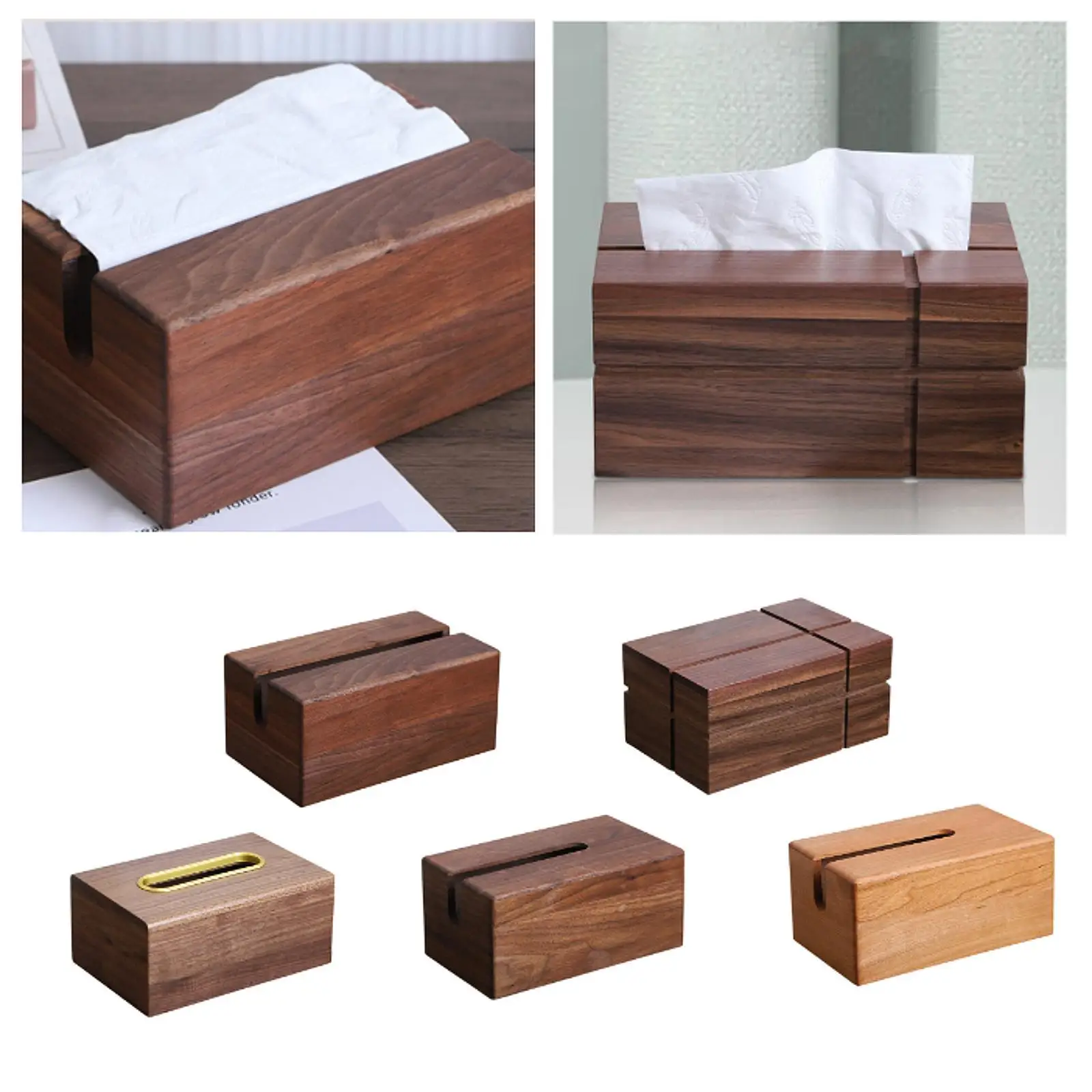 Tissue Holder Solid Wood Creative Paper Storage Box Rectangular Tissue Box Napkin Dispenser for Car Bedroom Desks Home Bathroom